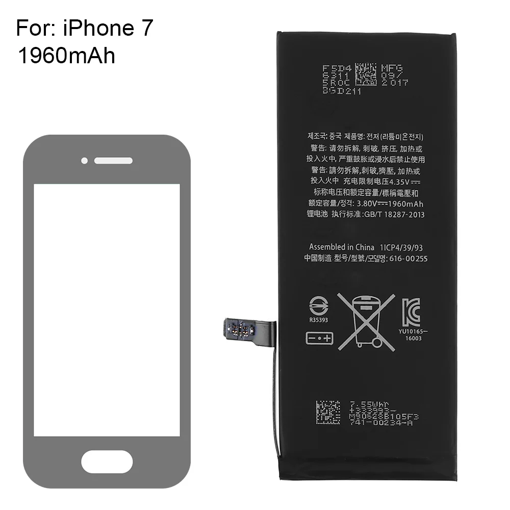 

3.8V 1960mAh Phone Built-in Original Li-ion Battery Bateria with Battery Cells PTC Protection for IPhone7