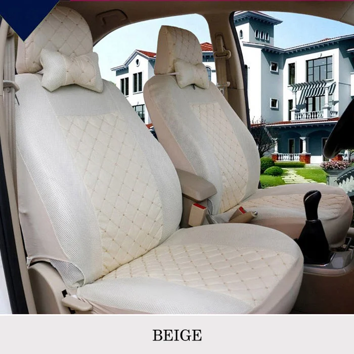 Универсальный чехол на автомобильное сиденье, дышащие автомобильные чехлы на пять сидений, защитный коврик для стула, подходит для Kia Rio X Line Ford - Название цвета: 1-set Beige