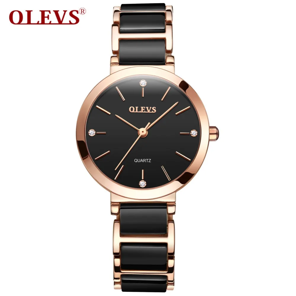 

OLEVS Small Women Waterproof Watch Ultrathin Gold Case Diamond Quartz Wristwatches Ceramic Strap Hands Clock Ladies Watches Gift