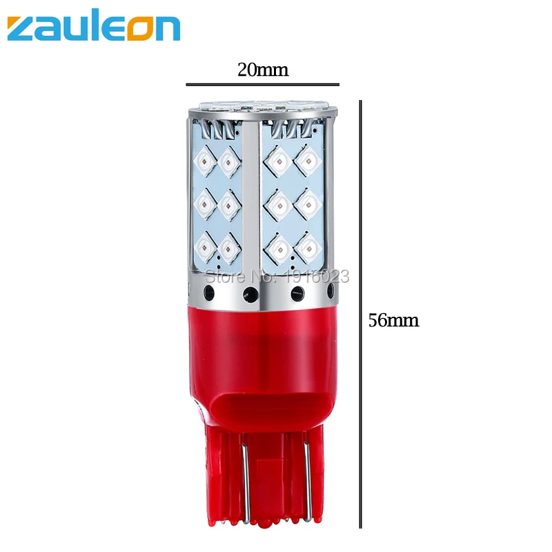 Zauleon 2pcs T20 7443 W21/5 W 7440 W21W красный светодиодный задний фонарь, задний фонарь, лампа для замены автомобиля