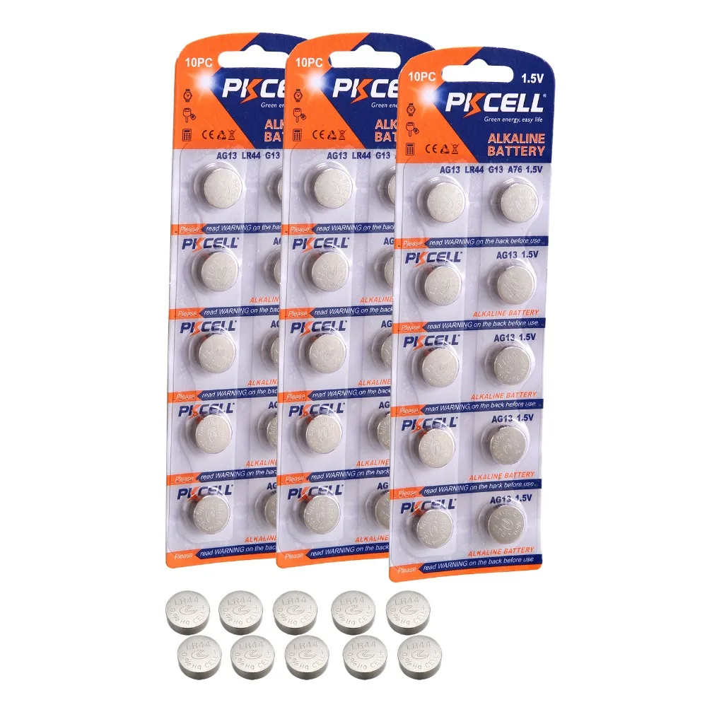 PKCELL 40 шт. LR44 1 5 в щелочные одиночные батареи A76 303 357 L1154 AG13 SR44 | Электроника