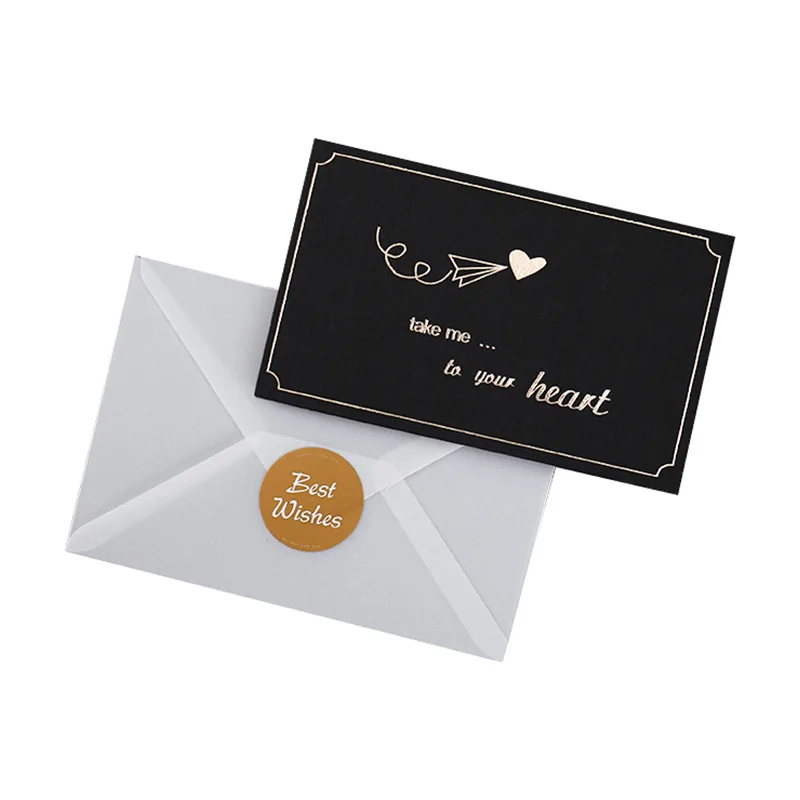 

10pc Letter Invitation New Year Greeting Card Christmas black bronzing greeting Postcard Happy Birthday Gift Message Cards