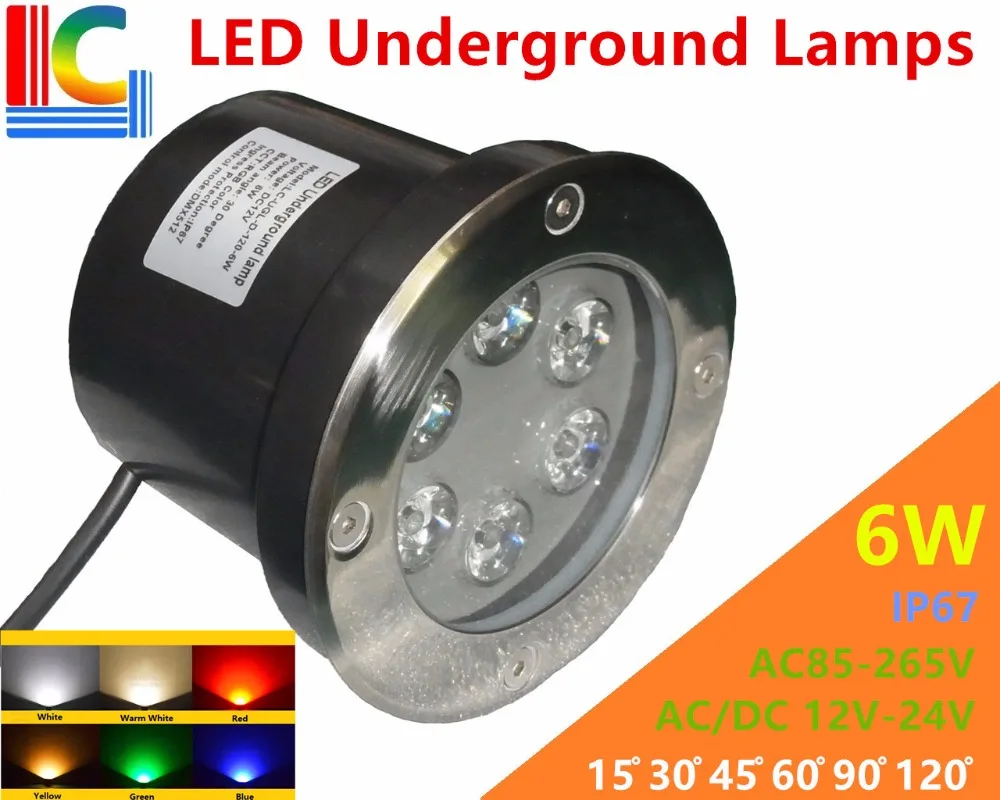

6W LED Underground Lamps 12V 24V 110V 220V 85-265V Outdoor IP67 Waterproof Buried lights DMX512 RGB Color Garden Lighting CE