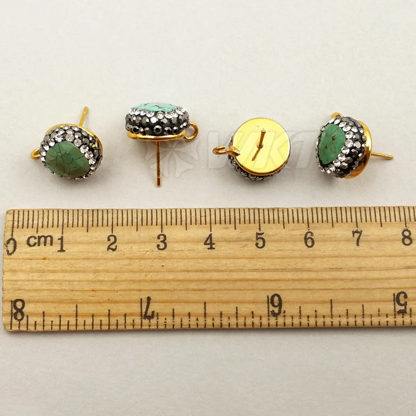 JF249 WKT Natural Stone Earring Findings With Best Rhinestone Pave Earring Top For Fashion Earring Design Findings Jewelry Findings