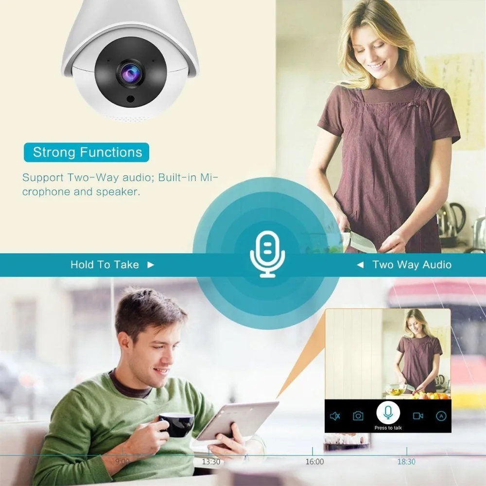 HD Wifi IP Camera 360 Rotation PTZ Wireless Baby Monitor Remote Control Home Security Surveillance Network Camera