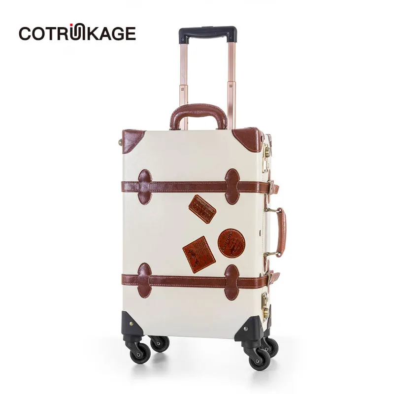 COTRUNKAGE женские 20 &quot 26&quot Слоновая кость TSA замок из искусственной кожи Винтаж Hardside