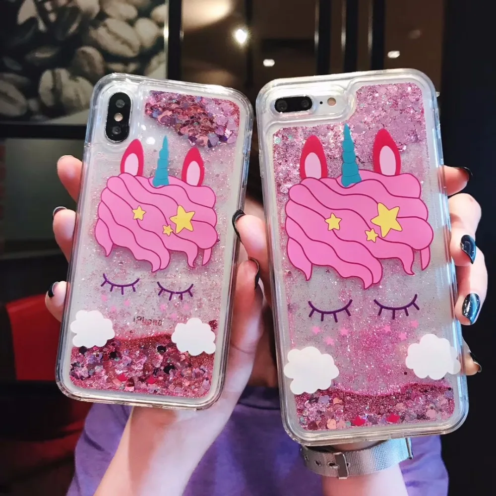 

For Samsung Note8 For Huawei P20 Mate 10 Lite Redmi 5 Plus Quicksand Unicorn Soft Silicone Case Cover For iPhone X 7 8 6s Plus