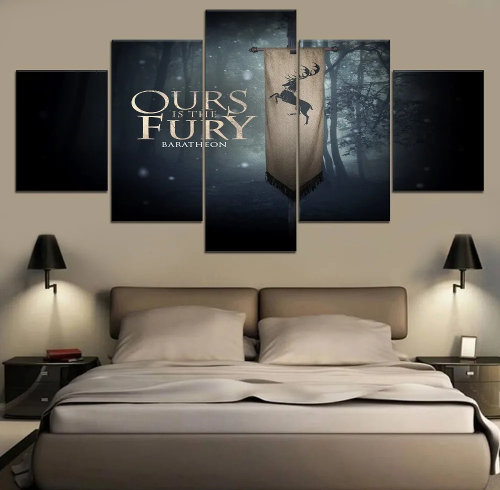 

Modern Artwork Poster 5 Piece Game of thrones Movie Painting Wall Art Decor Modular Framework Canvas HD Print Picture Artwork