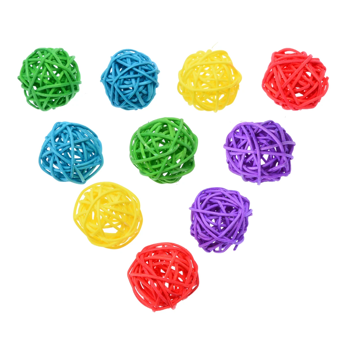 10pcs 3 cm Bird Rattan Ball Chewing Preening Toy For Parrot Budgie Parakeet Cockatiel Interactive Bite Play Toys