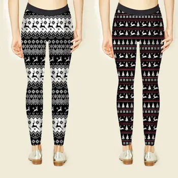 

New Brand Women Warm Winter Knit Snowflake Leggings Xmas Stretch Pants Printing Pants Plus Size XXL Five Color