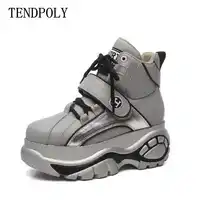 Brand women shoes retro high-top increasing Leather women's boots autumn winter New thick-soled sell well casual sports shoes