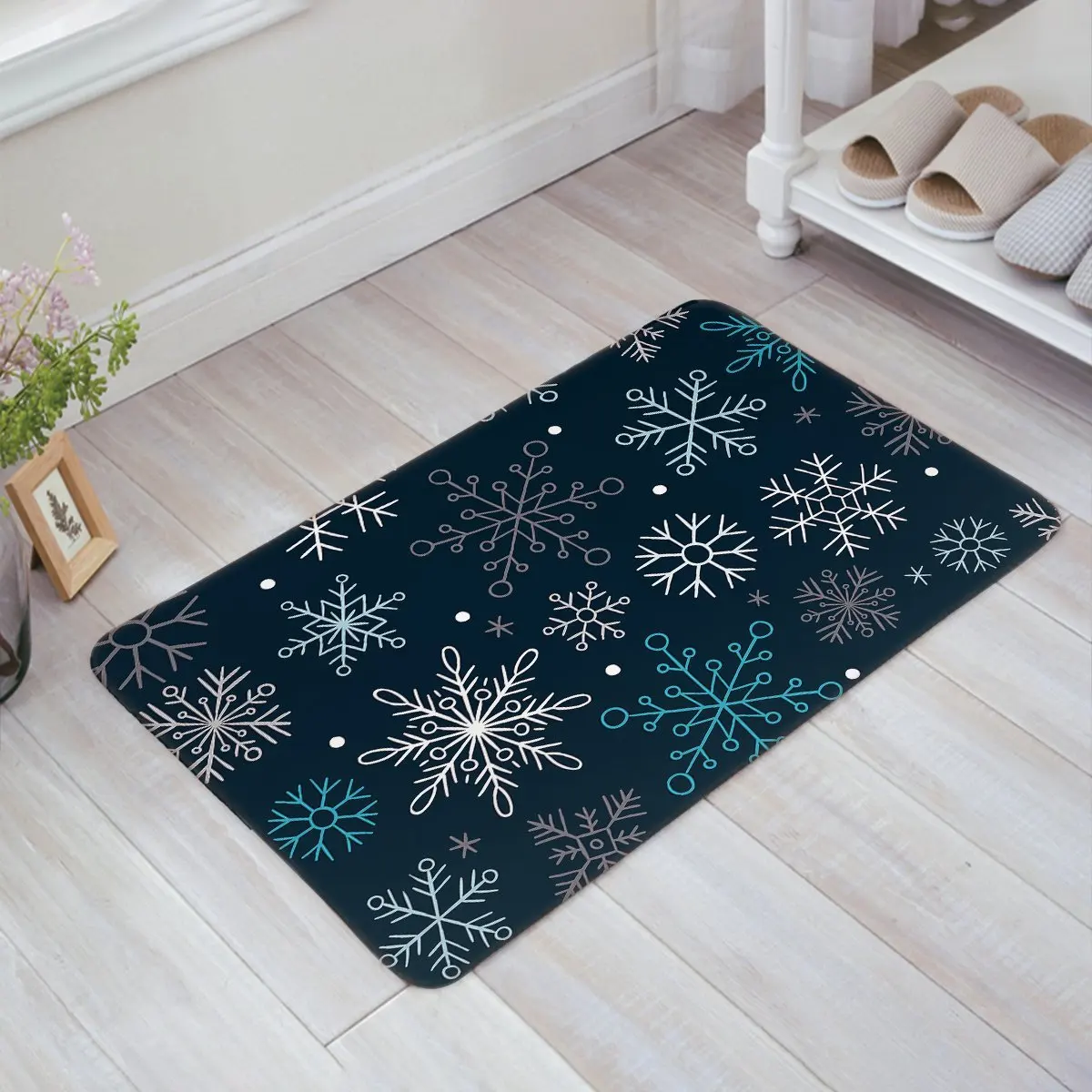 X Abstract Stone Pattern With Black Footprint Art Non Slip
