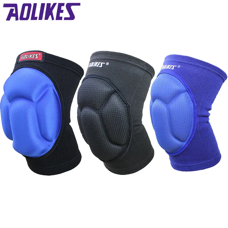 AOLIKES 1 زوج سماكة كرة القدم الكرة الطائرة الرياضة المتطرفة منصات الركبة هدفين دعم حماية الدراجات الركبة حامي نيباد