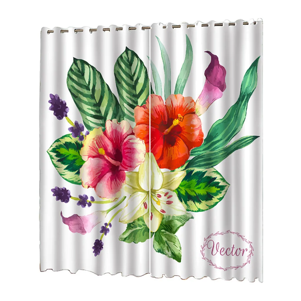

Plant Curtain Tulle Door Window 132x245cm Nordic Plant Series Printing Sheer Curtains Living Room Bedroom Blackout Curtains