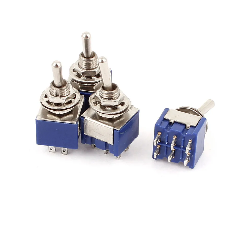 

4 Pcs AC 6A 125V 2 Position 6Pins DPDT ON-OFF Micro Mini Toggle Switch B