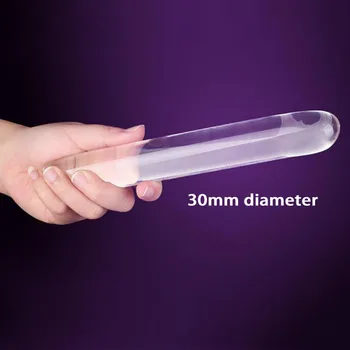 Smooth Cylinder Glass Double Dildo Big Huge Large Clear Glass Penis Anal Plug G Spot Stimulator Dildos For Women Lesbian Sex Toy 6