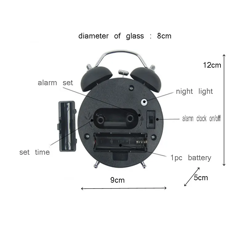 Классический мини 3 дюймовый металлический двойной Звонок стол тихий будильник