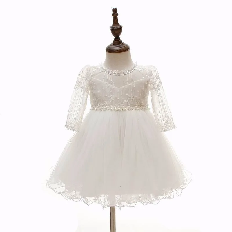 Розничная ; платье на крестины для маленькой принцессы; кружевное платье с длинными рукавами для крещения; одежда для малышей; 8515BB