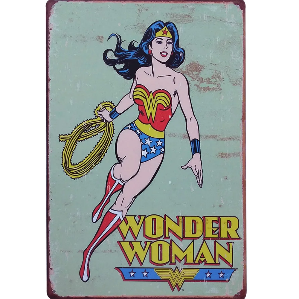 Wonder Woman Marvel Comics tin metal sign funky home decor