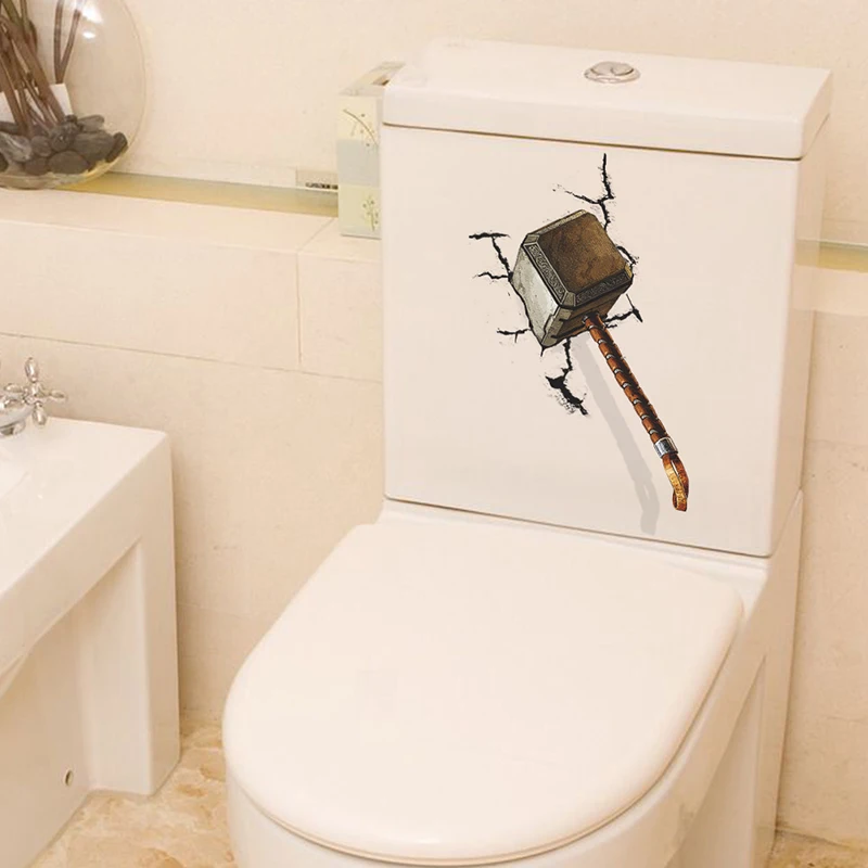 3D Vivid Hammer Broken Decorative Wall Stickers Door Toilet Refrigerator Computer Window Decorations