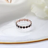 Simple & Chic Black Enamel Ring Golden Birthday Gift Woman Fashion Titanium Steel Jewelry Never Fade joyeria fina para mujer 2