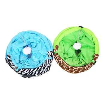 

Cat Exercise Playground Toy Collapsible Plush Cat Tunnel with Holes, Bell, Plush Ball