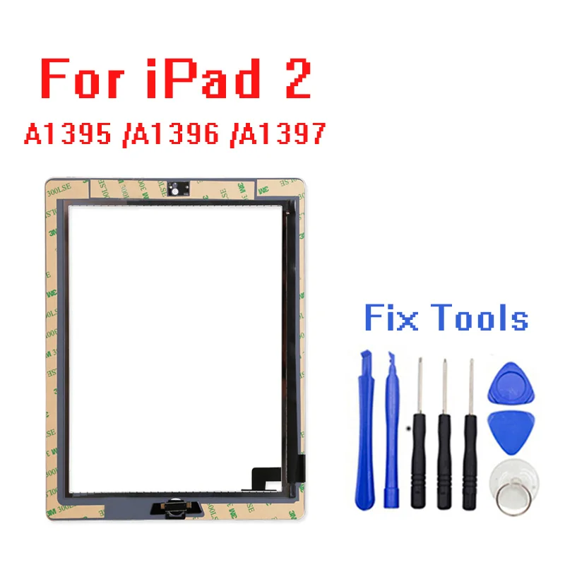 

For iPad 2 Touch Screen Glass Digitizer Replacement + Home Button+adhesive+camera+hold A1395 A1396 A1397 Assembly