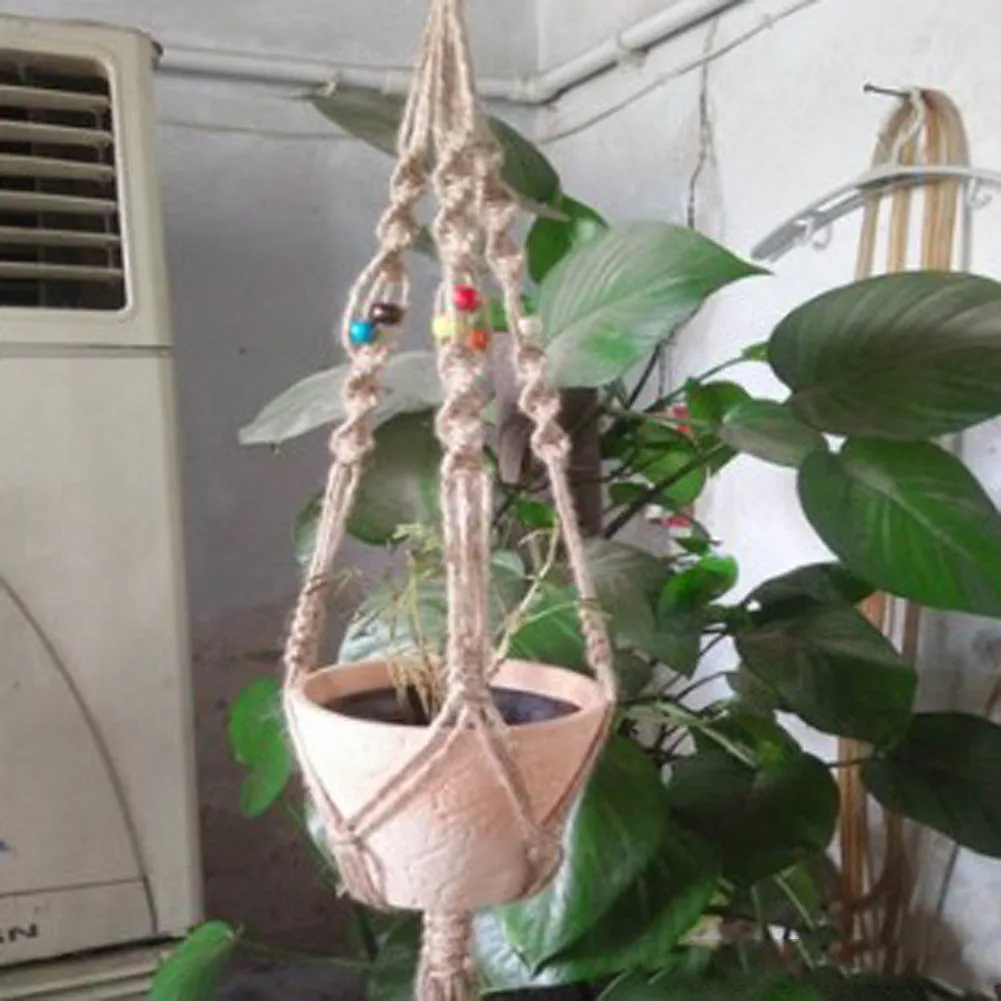 Plant Hanger Macrame Jute Rope Hanging Pots Basket Planter Holder For