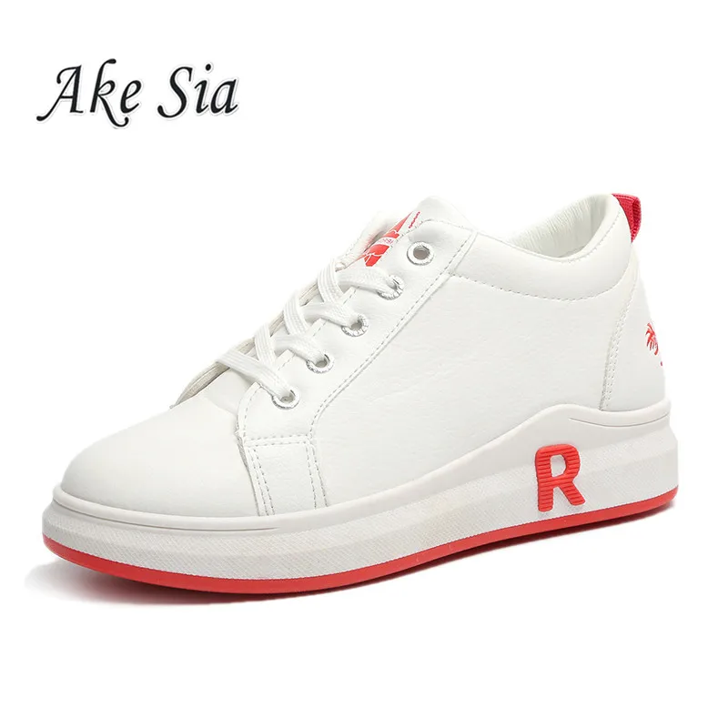 

New women's flat bottom casual non-slip white shoes 2019 fashion pattern round head waterproof platform Lace-Up shoes Pu mujer