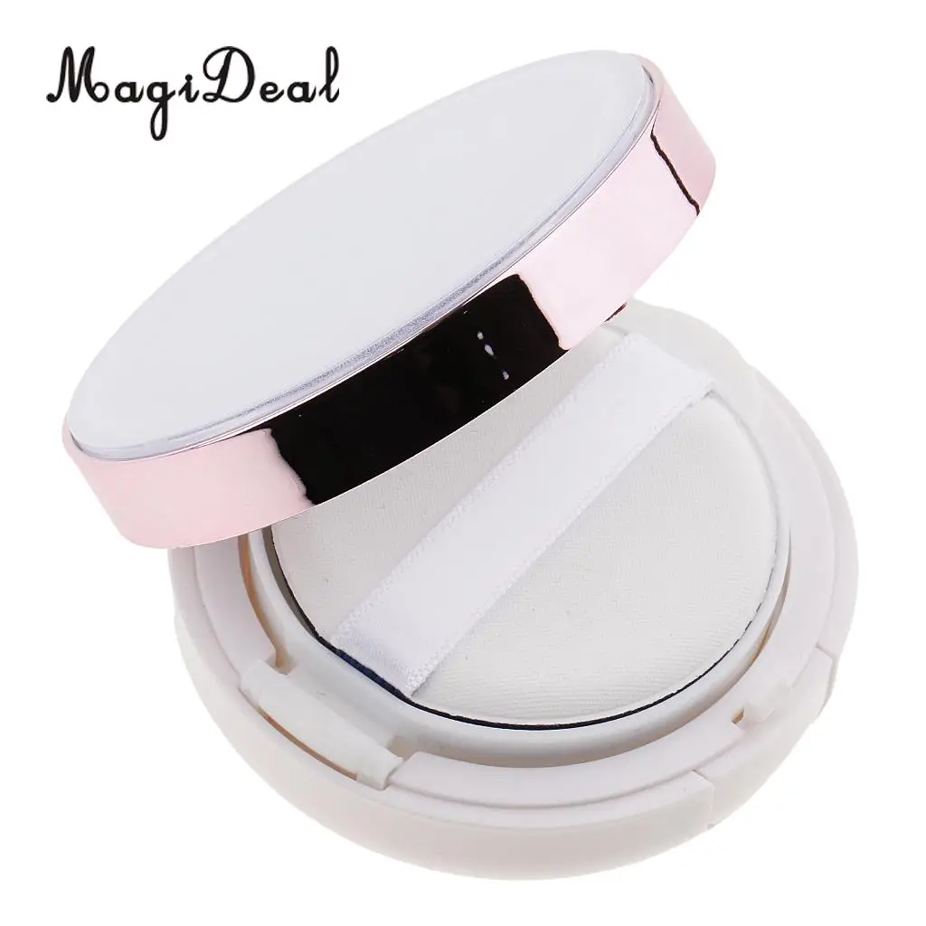 2x Empty Luxurious Make-up Powder Container Air Cushion Case with Puff and Extra Inner Container Foundation BB Cream Box