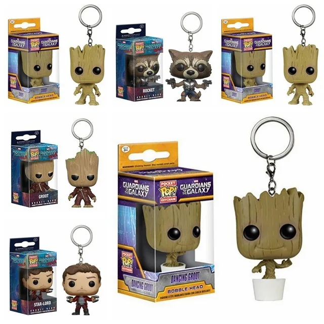 

key chain funko pop Marvel Captain America Iron FUNKO Man Groot Key Ring Kids Wonder Women Chain Bag Pendant Jewelry TOY