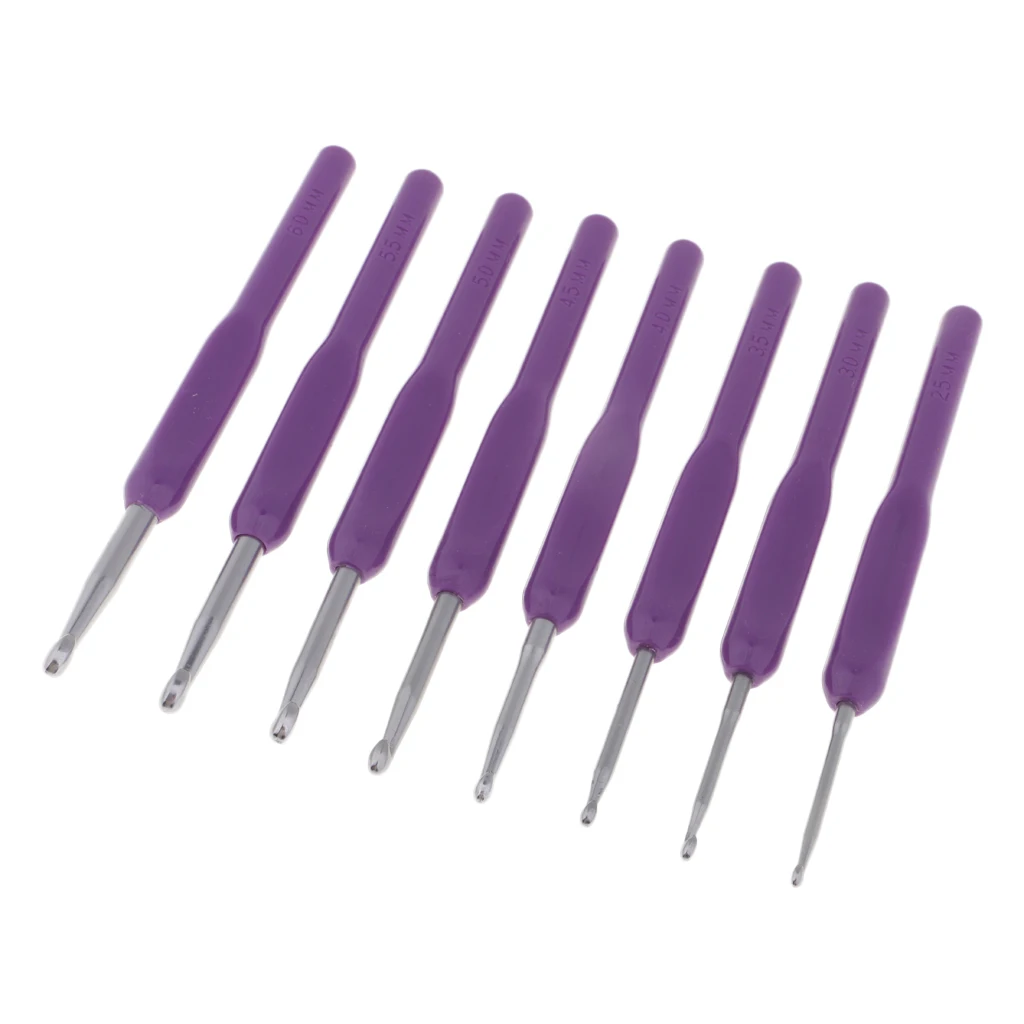 fityle 8Pcs Aluminum Crochet Hook With Soft Grip Handles Knitting Weaving Needles 2.5/3/3.5/4/4.5/5/5.5/6mm