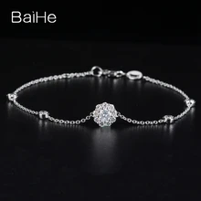 BAIHE Solid 14 K белое золото 0.81ct сертифицированные H/SI натуральные Алмазы обручальные женские модные ювелирные изделия Уникальный браслет