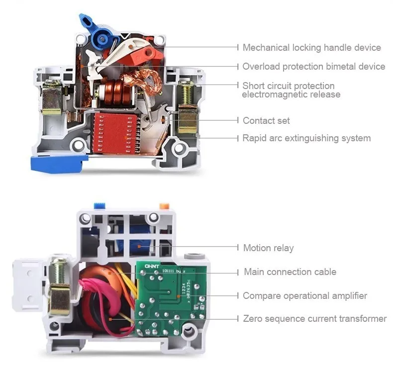 CHINT 1P+ N 2P защита от утечки NBE7LE серии маленькие автоматические выключатели C Тип защита от короткого замыкания 16A 20A 25A 32A 40A 63A