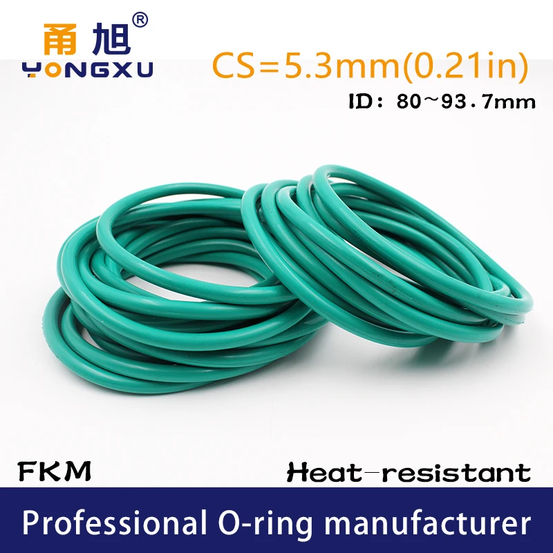 

2PC Fluorine rubber Ring FKM Oring Seal CS5.3mm ID80/82.5/85/87.5/90/92.5/93.7mm O Ring Seal Gasket Oil Ring Sealing Fuel Washer