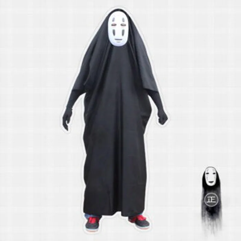 

No Face Man Spirited Away Cosplay Costume with Mask gloves for Halloween Costume Anime Miyazaki Hayao Faceless Cloak S-2XL