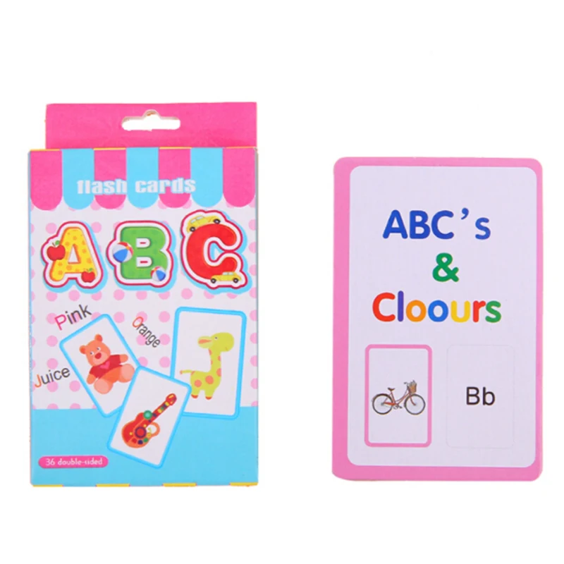 

36Pcs Flash Cards Learn English Word Letter Number Kid Literacy Game Educational