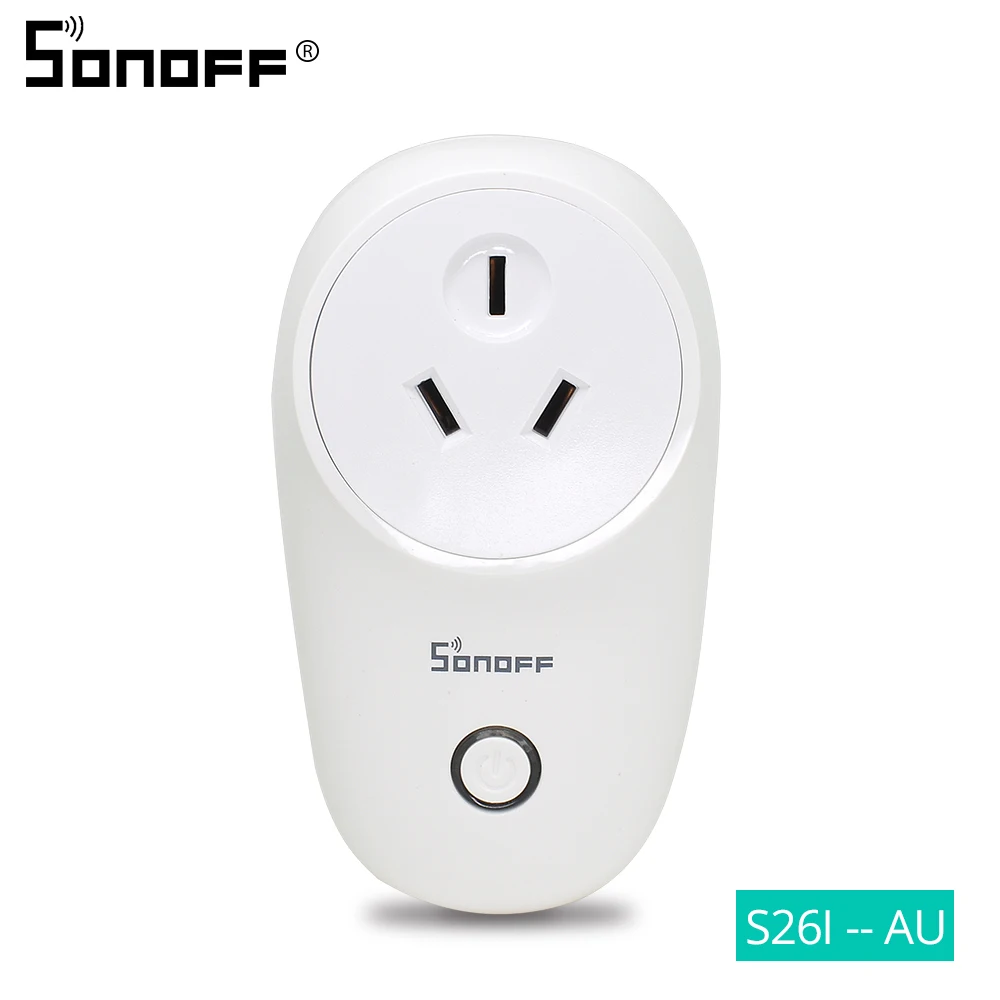 Sonoff S26, EU-F, WiFi, умная розетка, 250 В, 10 А, вилка, беспроводной, умный дом, светильник, переключатель, розетки, работают с Alexa Google Assistant - Комплект: AU Plug