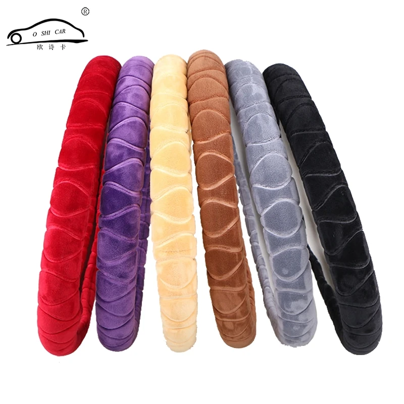 

O SHI CAR Universal Car Steering Wheel Cover Fluffy Size 38cm / 15" Winter automobile Plush handlebar braid Steering Wheel warm