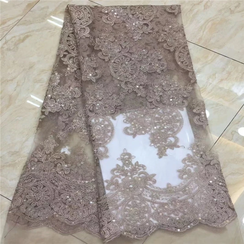 VILLIEA African Lace Fabric High Quality Lace Purple Bridal Lace Fabric With Beaded Nigerian Tulle Mesh Lace Fabrics