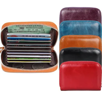 

New Women Men Real Genuine Leather Cowhide RFID Anti-theft Organizer Case Coin Keys Purse Wallet Business Credit Card Holder