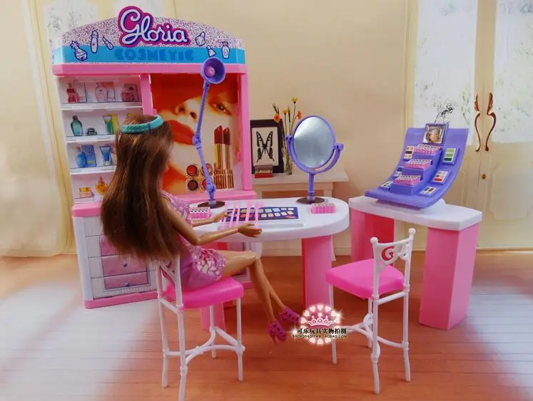 Originale Per Il Salone Di Bellezza Per Il Trucco Di Barbie 1/6 Bjd Doll Toiletry Dress Up Set Home Dream House Furniture Accessori Per Bambole Giocat