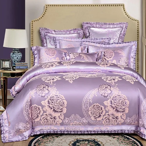 4/6 шт. роскошный queen King size комплект постельного белья из сатина жаккардовое хлопковое покрывало для кровати набор пододеяльник постельное белье набор постельных принадлежностей постельное белье подушки - Цвет: 18