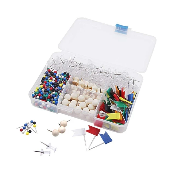 

700 Combination Box Practical and Decorative Map Tacks Marking Push Pins Set Students Officer Teacher Pack for Office,School,B