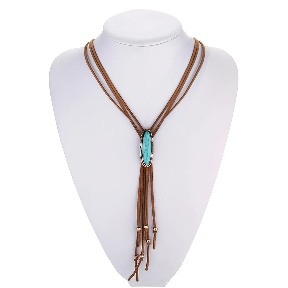 Boho Lariat Necklace Hippie Western Bolo Tie Bohemian Tassel Necklace Tribal Necklace Indian Native American Jewelry Dropshipper - Image 2