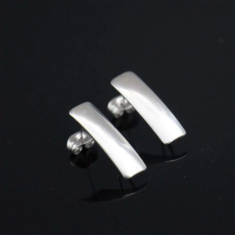 Стиль 50 шт./лот нержавеющая сталь уха шип, сделай сам, серьги-гвоздики для женщин ювелирные изделия для - Цвет: Rectangle Silver