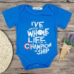 Для маленьких девочек Комбинезон Одежда для младенцев 2018 Бейсбол Чемпион Письмо печати синий Повседневное для маленьких мальчиков