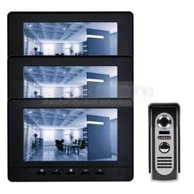 DIYSECUR Pantalla Digital de 7 pulgadas Teléfono Video de La Puerta de Intercomunicación de Vídeo IR Cámara de Visión Nocturna Al Aire Libre Negro 1v3