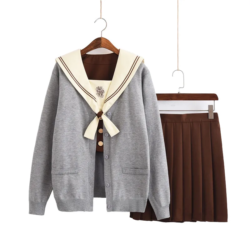 uhyd/японская школьная форма с длинными рукавами; сезон весна-осень; белая рубашка для девочек и плиссированная юбка; полный комплект; карнавальный костюм JK