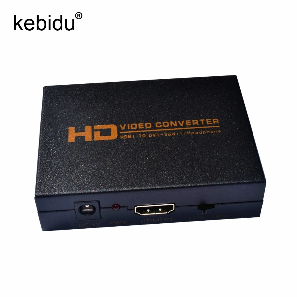 Kebidu HD 1080P HDMI к DVI + Spdif наушники коаксиальный аудио конвертер адаптер коробка видео